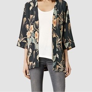 All Saints Kyoto Floral Kimono Open Jacket Cardigan
